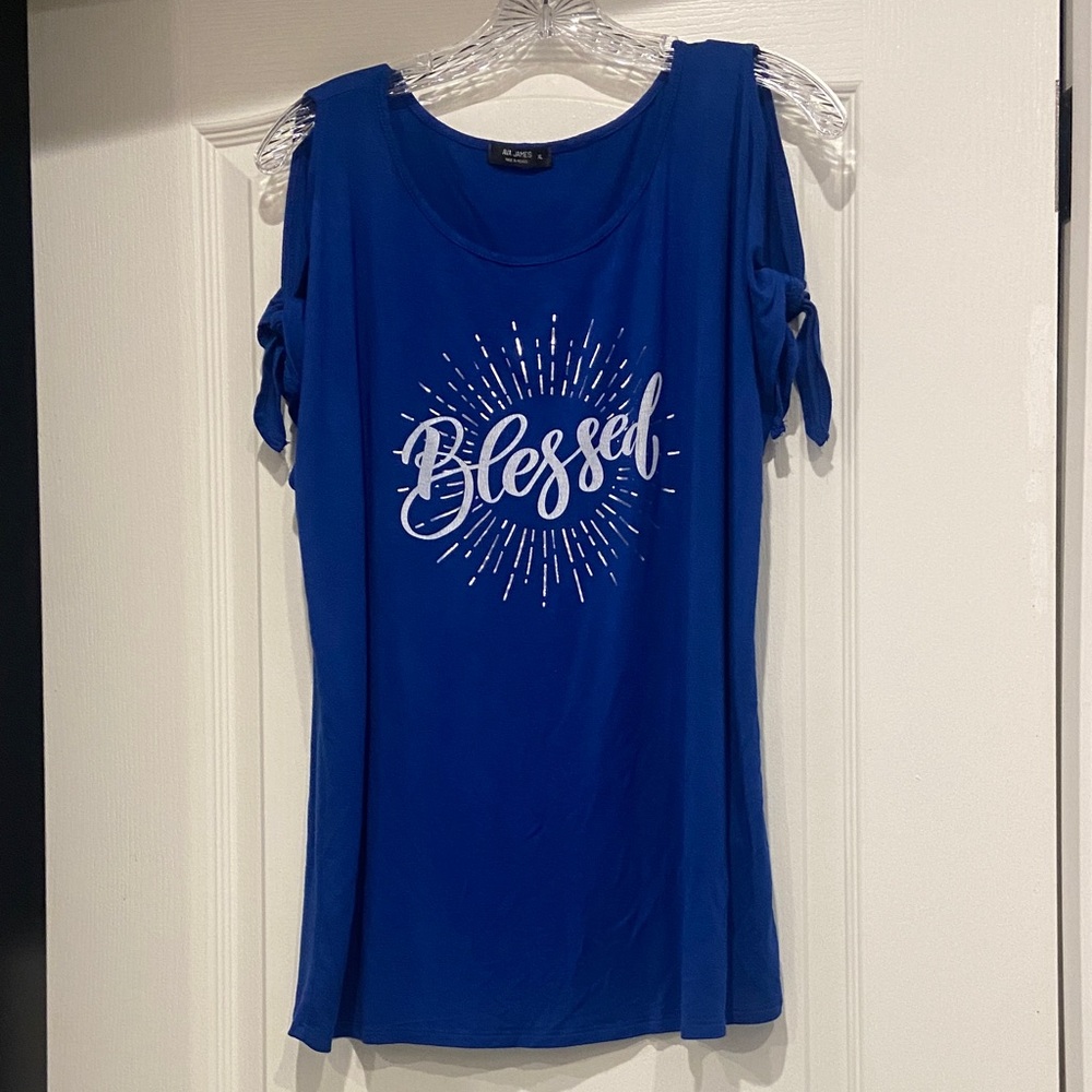 Royal  Blue T-Shirt with 'Blessed' Print